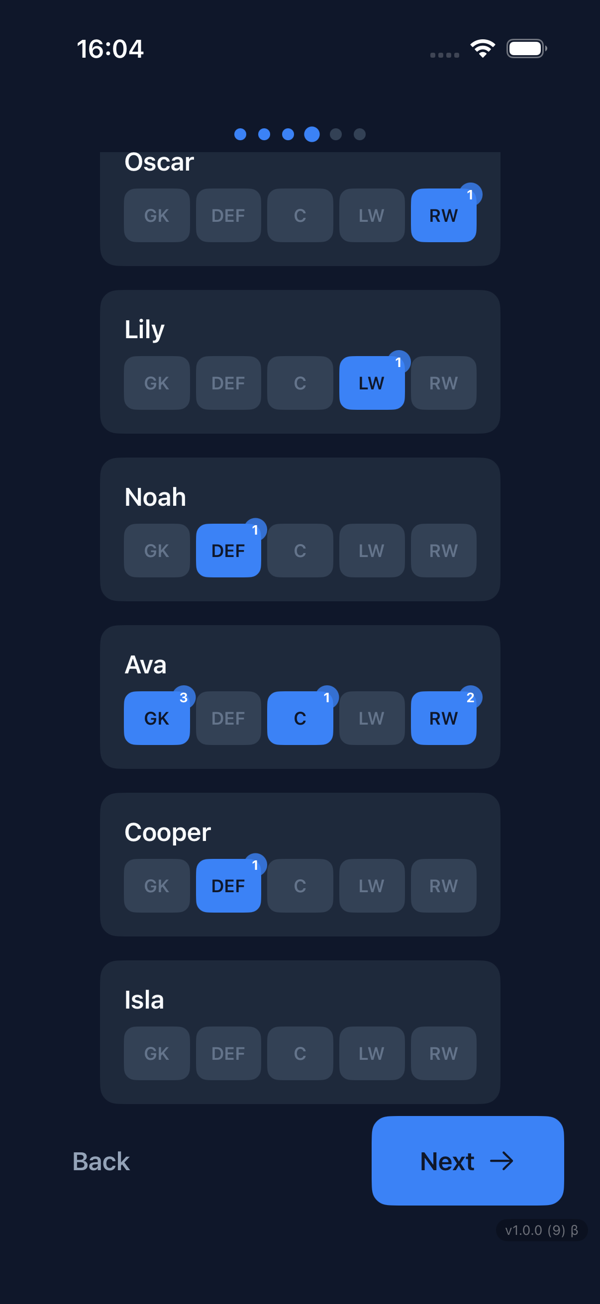 Tag positions
