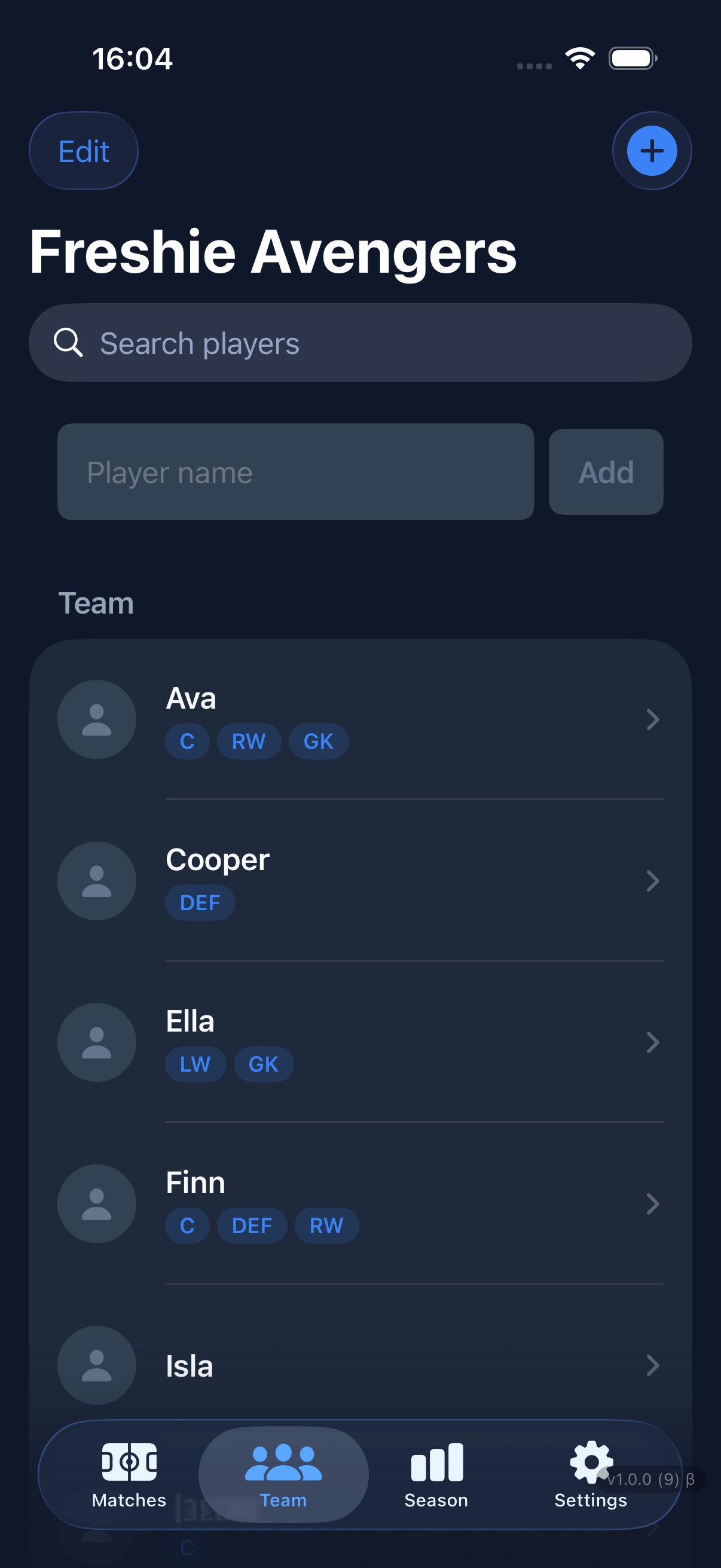 Squad list
